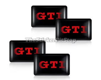 10 pegatinas 3D con relieve de gel con el logotipo del coche GTI - Emblema de estilo interior VW (11 x 18 mm)