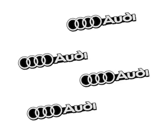 Silver Audi Rings Logo Emblem: Self Adhesive Alloy Sticker 4Pcs
