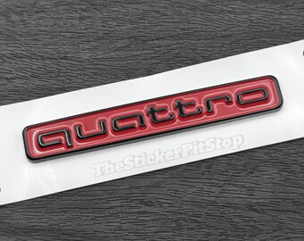 QUATTRO Red Black ABS Badge Decal Emblem With Adhesive Backing For Audi