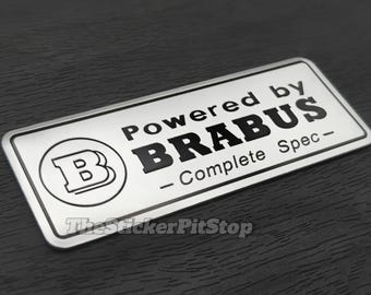 Calcomanía con el emblema BRABUS: Adhesivo de aluminio plateado para Mercedes-Benz AMG