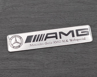 Emblema AMG SLK plateado y negro - Adhesivo de aleación Mercedes-Benz