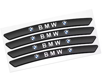 BMW Logo Wheel Rim Sticker Decal Emblem - Black Silver Alloy (4pcs Set)