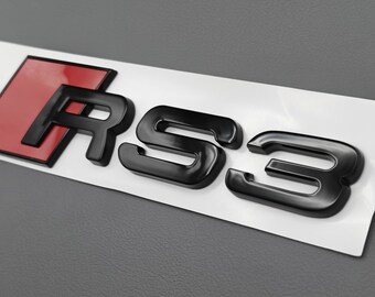 ¡¡¡OFERTA!!! Emblema RS3 con letras negras brillantes, pieza de repuesto para maletero trasero de Audi