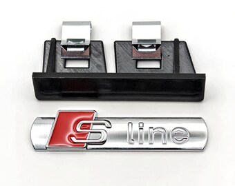 Silver Chrome S Line Alloy Front Grill Styling Badge Emblem Decal For Audi