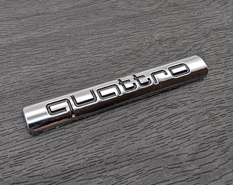 QUATTRO Silver Chrome Metal Emblem Rear Boot Trunk Self Adhesive Badge For Audi