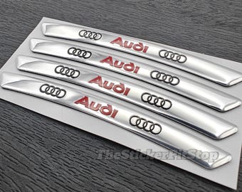Audi Wheel Rim Sticker: Silver Alloy Emblem Badge (4-Piece Set, 7x90mm)