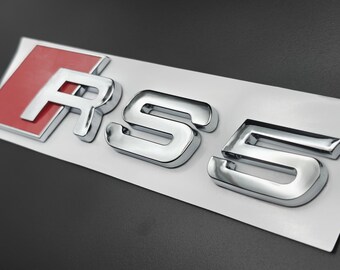 ¡¡¡OFERTA!!! Emblema RS5 cromado plateado con letras, insignia de repuesto para maletero trasero de Audi