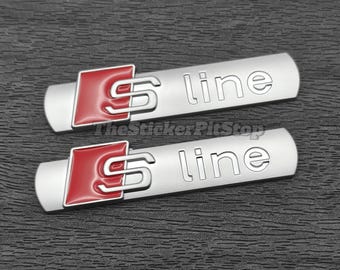 2 emblemas de metal plateado mate S Line para Audi con adhesivo 3M