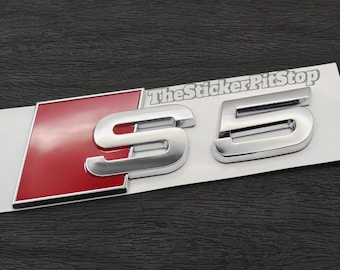 ¡¡¡OFERTA!!! Emblema S5 con letras cromadas plateadas, autoadhesivo, para maletero trasero de Audi.