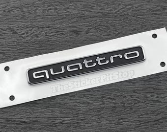 Emblema adhesivo QUATTRO ABS plateado y negro para Audi