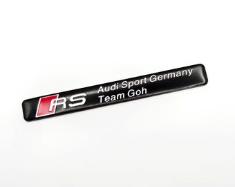 RS Audi Sport Germany Team Goh Aluminium Badge Sticker Black (14mm x 103mm)