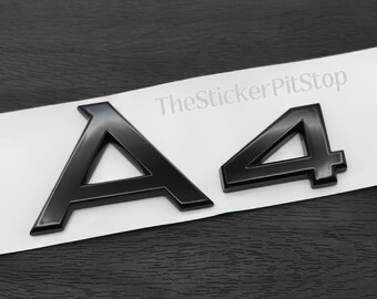Emblema de letras negras brillantes A4 para maletero trasero de Audi