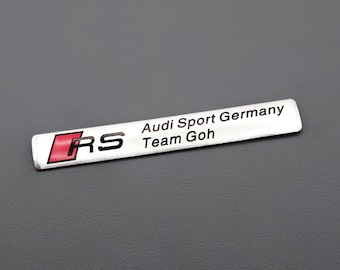RS Audi Sport Germany Team Goh Aluminium Badge Sticker Silver (14mm x 103mm)