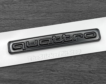 QUATTRO All Black ABS Badge Decal Emblem With Adhesive Backing For Audi