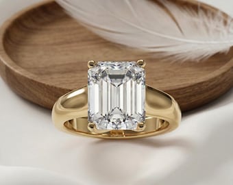 2.00 CT Emerald Cut Lab Grown Diamond Engagement Ring, Four Prong Solitaire