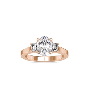 Oval Lab Grown Diamond Engagement Ring: 14K Gold Three Stone, IGI Certified