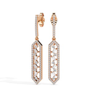 Glamour Prism Baguette Drop Earrings – 14K/18K Gold | Lab Grown Diamonds
