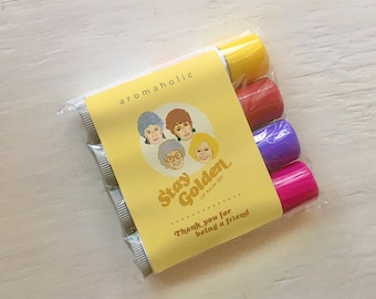 Stay Golden lip balm set - Golden Girls-inspired lip balm set - Dorothy, Sophia, Blanche and Rose lip balms
