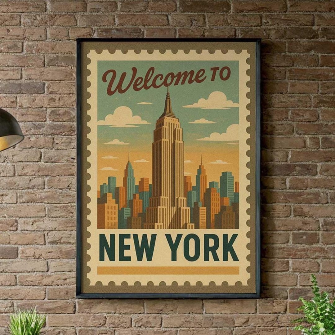 Vintage New York City Poster: Empire State Building, NYC Travel Poster ...