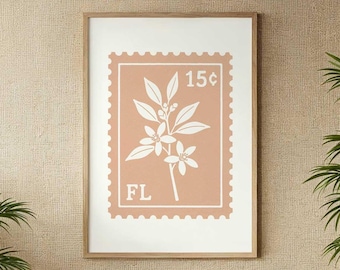 Florida Stamp Travel Poster: Orange Blossom Vintage Stamp Wall Art (Digital Download)