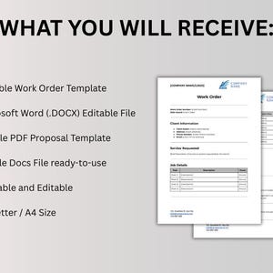 Editable Work Order Template: Service Form for Word, PDF, Google Docs ...