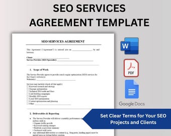 Plantilla de contrato de servicios de SEO: Contrato editable (Word, Google Docs, PDF)