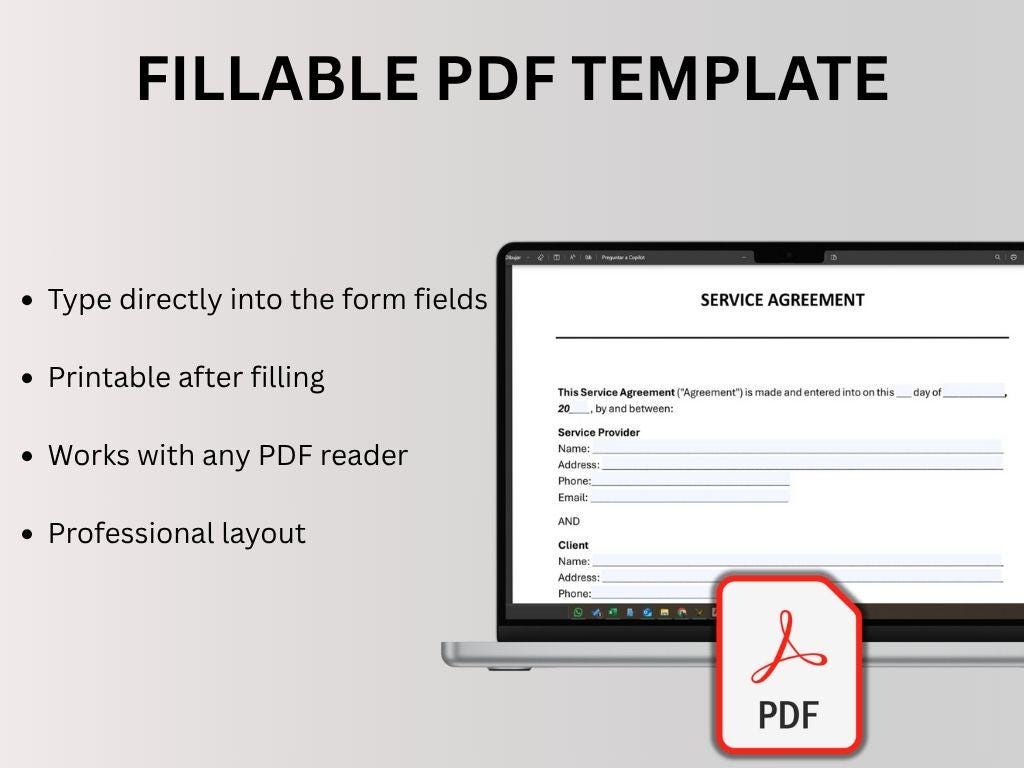 Editable Service Contract Template for Freelancers: Word, Google Docs ...