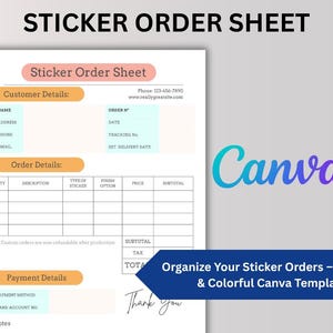 Sticker Order Sheet Template: Canva Editable Printable (PDF, A4/US Letter Sizes)