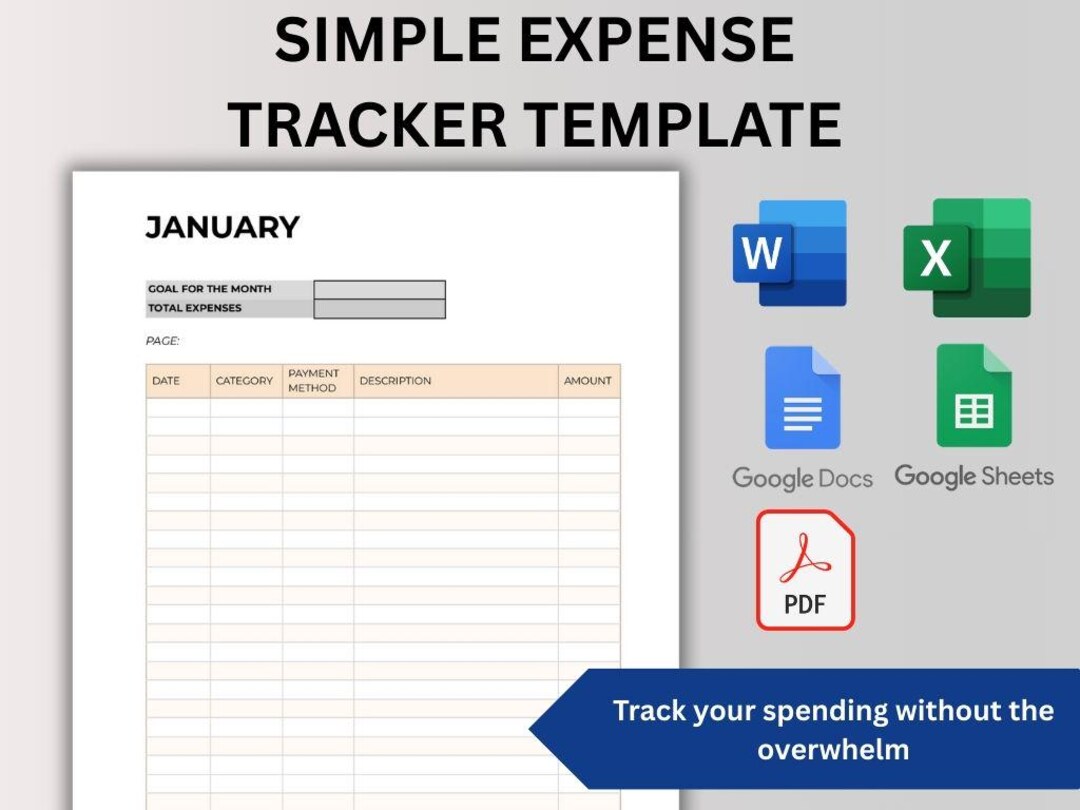 Simple Monthly Expense Tracker | Printable Budget Template (digital