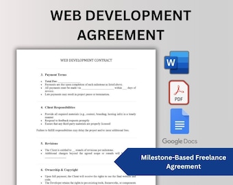 Web Development Contract Template: Customizable Agreement (Word, Google Docs, PDF)