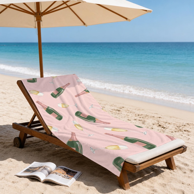 Personalized Champagne Collection Beach Towel,Custom Name Bath Towel,Summer Vacation Gift,Bubbly Lover Gift,Pool Towel,Picnic Towel image 5