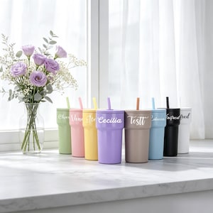 Personalized Stainless Steel Coffee Tumbler with Straw, Custom Name Coffee Cup, Insulated Travel Mug, Bridesmaid Gift, Wedding Favor Tumbler