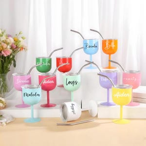 Personalized Mini Stemmed Glass Tumbler, Bridesmaid Proposal Cups, 4oz Shot Glass Tumbler, Bachelorette Party Gifts, Girls Trip Group Gift