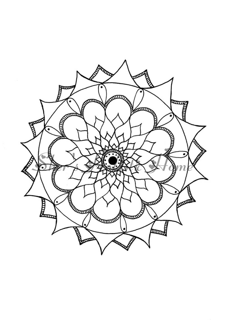 Download Flower Coloring Page Mandala Art Coloring Pages Rainy Day Mandala Drawing Kids Colouring Set Of Four Prints Mandala Coloring Pages Art Collectibles Marker