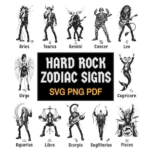 Pacote SVG do Zodíaco do Rock - 12 Personagens do Zodíaco do Rock