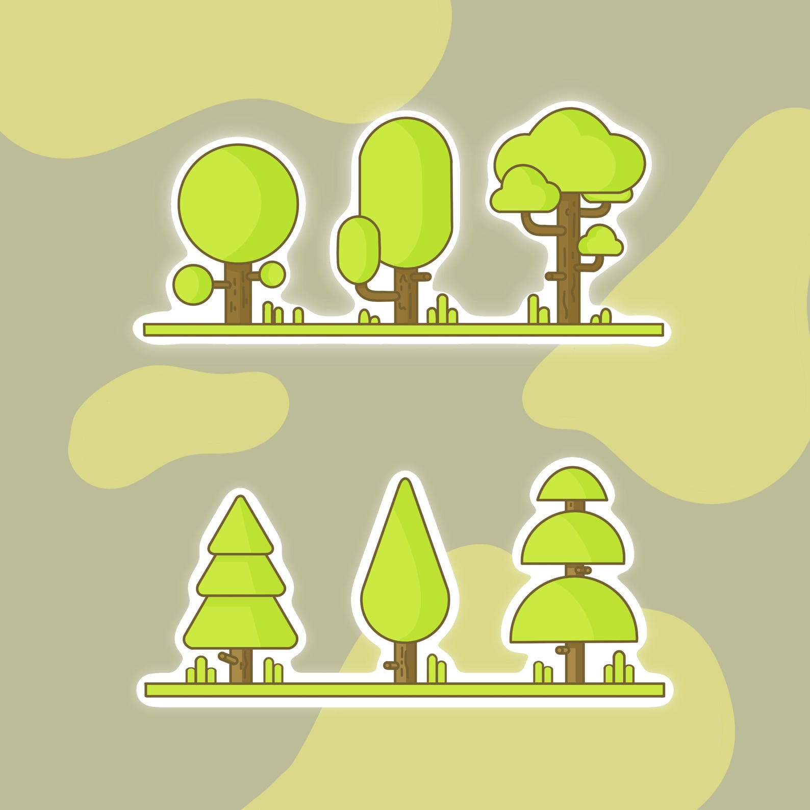 Tree Icon Sticker Set – Forest Tree Clipart PNG for Planners and Crafts ...