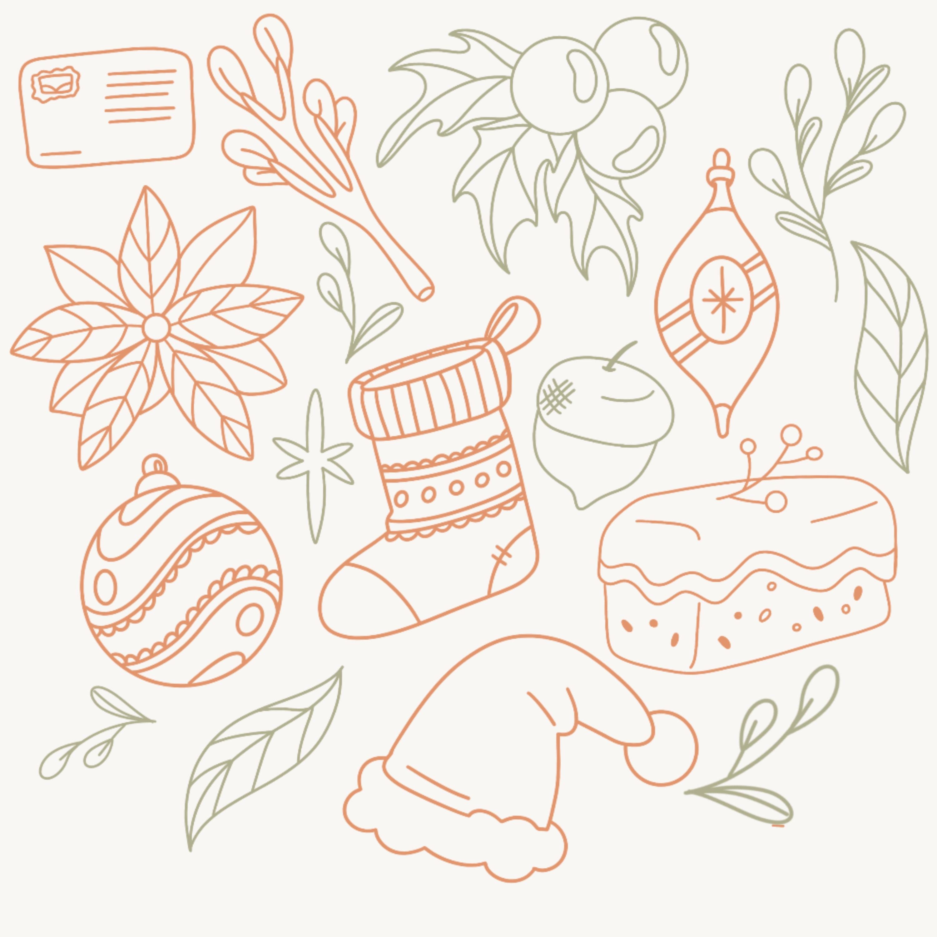 Christmas Icons PNG Stickers: Holiday Graphics Set (Digital Download