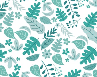 Seamless Leaf Pattern Bundle | Green Botanical Clipart Set for Fabric, Wrapping, and Stationery Design