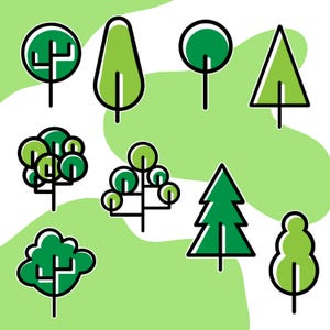 Tree Icon Bundle – 9 Forest PNG Stickers for Planners and Crafts