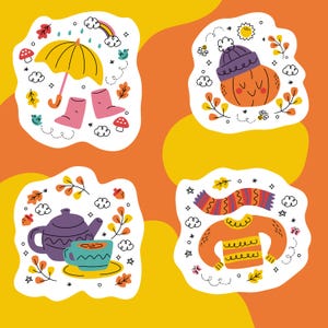 Gemütliche Herbst PNG Sticker: Herbst Clipart für Planer (Digitaler Download