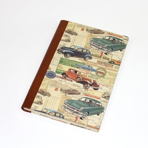 Classic Cars Hardcover Journal Notebook with Genuine Leather Spine