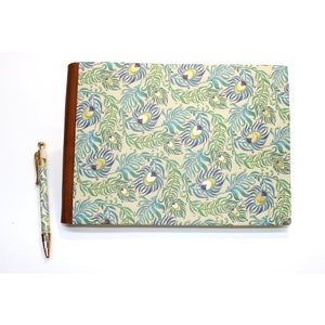 Peacock Hardcover Guestbook Sketchbook with Genuine Leather Spine (Landscape)
