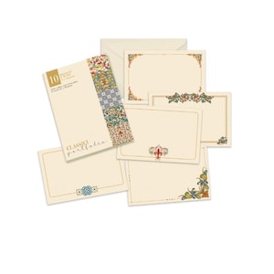 Petit lot de cartes-cadeaux plates Florentine 4,17 x 2,68 po. Papeterie italienne rehaussée d'or