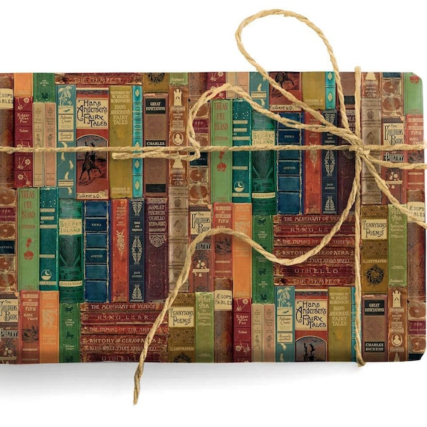 Classic Books Italian Wrapping Paper by Kartos, 2 Folded Sheets