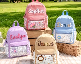 Custom Name Backpack & Pencil Case Set - Personalized Kids School Bag, Preschool Kindergarten Gift