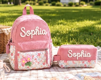 Personalized Backpack and Pencil Case Set: Back to School Gift,  Kids Backpack