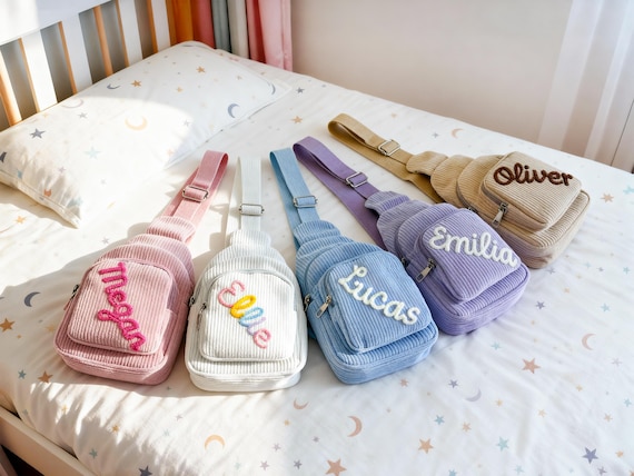 Custom Name Toddler Purse : Soft Corduroy Mini Sling Bag, Gift for Boys & Girls