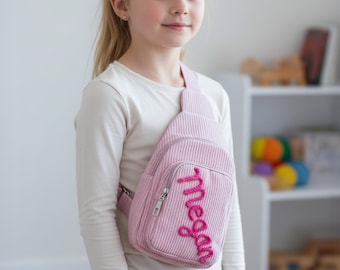 Personlaized Girls Funny Pack: Custom Name Corduroy Bag for Toddlers & Kids,Stocking Stuffers