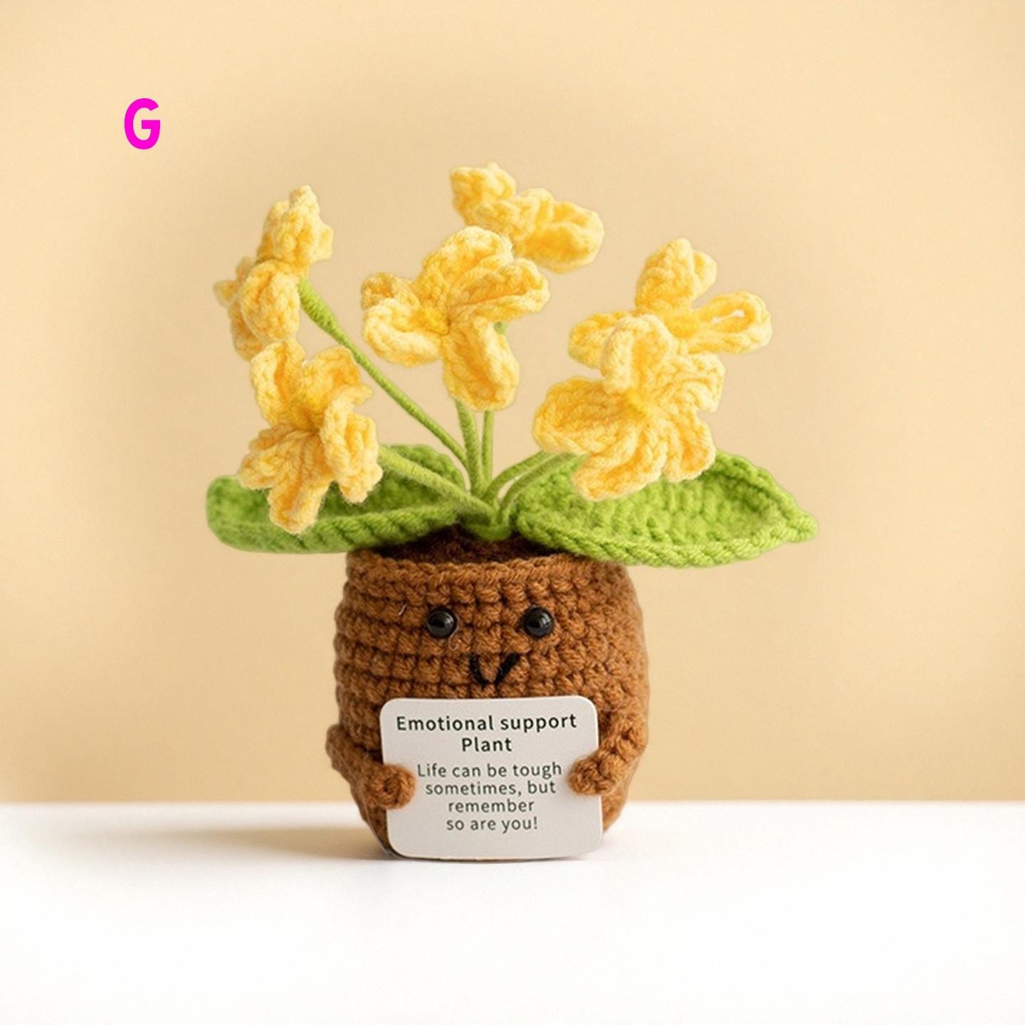 Crochet Positive Plant , Handmade Emotional Support Plant,forget-me-not ...