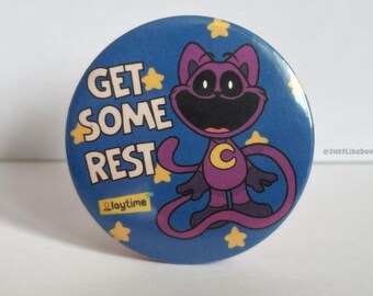 CatNap Inspired Large 58mm Button Badge | Poppy Playtime Inspired Pin | Smiling Critters | Horror game merch | Handmade Button | Bag Decor